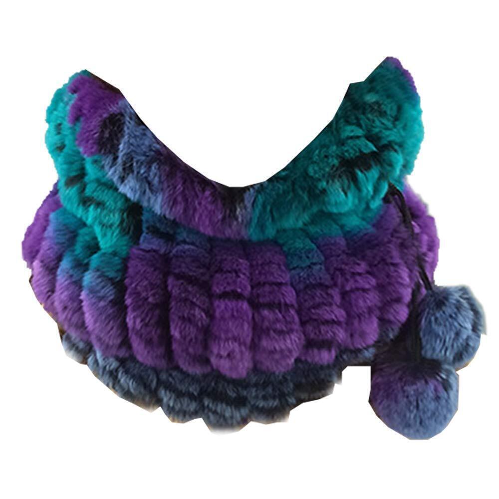 6512 Yu He Rabbit Fur Real Knit Fur Neck Warmer Scarf Winter Beanie Hat